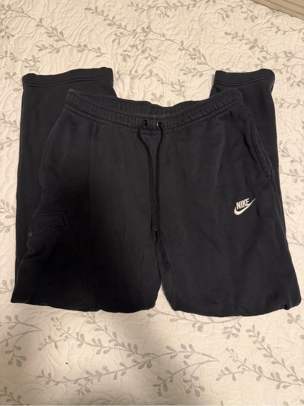 Nike m Black Jogger Sweatpants with White Swoosh
